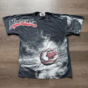 Vintage Hank Aaron Originals Minnesota Twins AOP Shirt Size M Single Stitch Rare